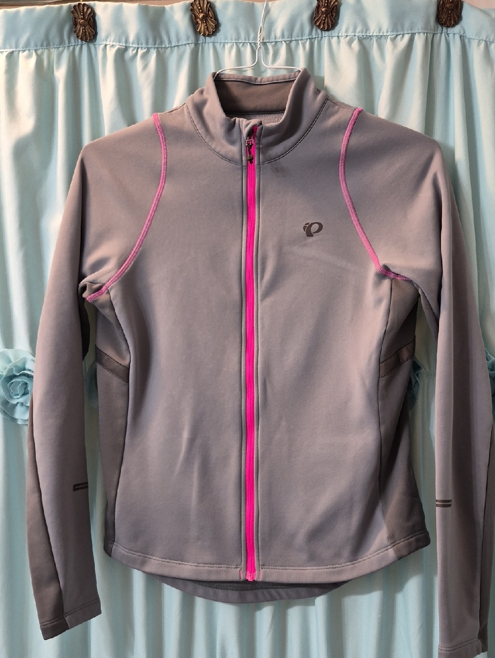 Pearl Izumi Women's Gray/pink cycling Full-Zip Thermal Fleece Jacket Sz M